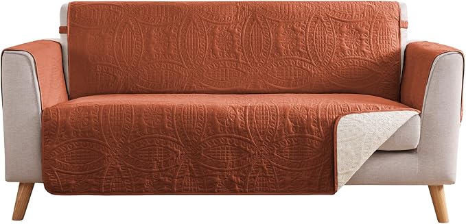 Orange Loveseat Covers for 2 Cushion Couch, Water-Repellent Covers for Love Seat by Pamhaven