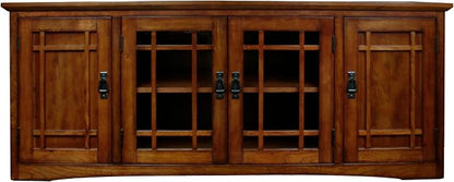 Leick Home 82360 Solid Wood Mission Oak Four Door TV Stand - Image 2