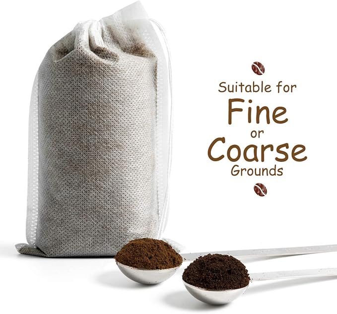 No Mess Cold Brew Coffee Filters - 100 Count Disposable Fine Mesh Brewing Bags for Concentrate/Iced Coffee Maker, French/Cold Press Kit, Hot Tea in Mason Jar or Pitcher, 4 x 6 Inches
