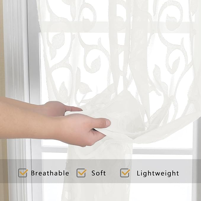 Furman Ivory Sheer Curtains 84 inches Long - Image 5