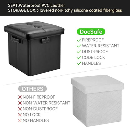 DocSafe Storage Ottoman with Lock, Fireproof Folding Ottoman Foot Rest Stool - Image 8