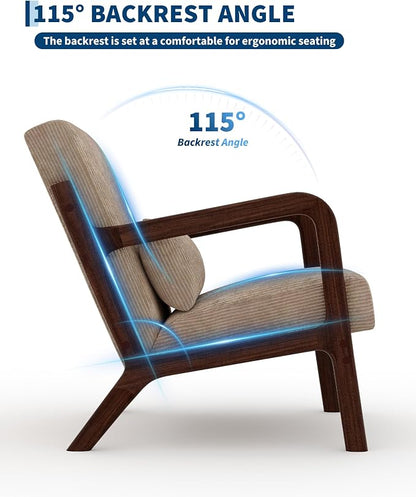 Garvee Mid-Century Modern Accent Chair, Wide-Wale Corduroy Upholstery, Solid - Image 5
