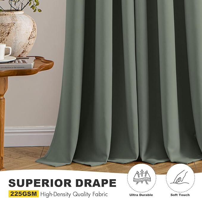 MIULEE Blackout Curtains for Bedroom 2 Panel 40 x 54 Inch Long Dark Mallard | - Image 5