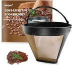 KEEPOW Reusable Coffee Filter Replacement 12-Cup, Compatible with Cuisinart Coffee Makers, Gold Tone Coffee Filter Basket 10-12 Cup