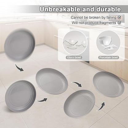 12 Pcs Unbreakable Deep Dessert Plates Set, 8 inch Reusable Plastic Wheat Straw Plates, Microwave and Dishwasher Safe Plate for Kitchen, Lightweight Plate for Dessert, BPA Free, 4 Colors