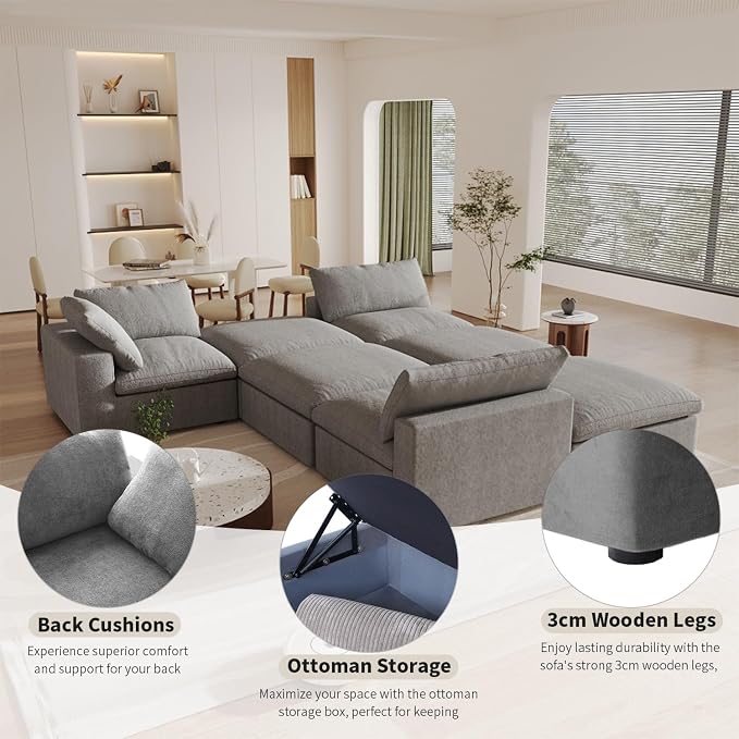 Cloud Modular Sectional Sofa, 8 Seater Sofa Wide Deep Seat Couches, Sofa Covers - Image 6