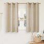Brown Sheer Linen Curtains 48 inches Length 2 Panels, Short Light Filtering by LAMIT