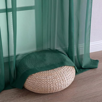 Hunter Green Sheer Curtains 120 Inches Long 2 Panels Set, 59 Inch Extra Wide - Image 6