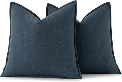 MIULEE Decorative Linen Pillow Covers 20x20 Inch Deep Blue | Boho Farmhouse​ - Image 6