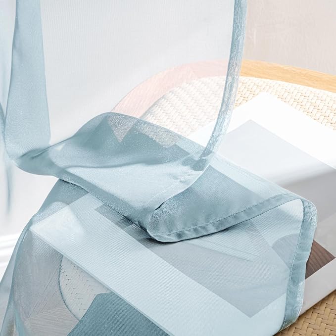 MIULEE Sky Blue Sheer Curtains 84 Inches Long 4 Panels 42 x 84 Inches | Light - Image 7
