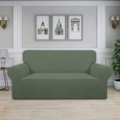 Easy-Going Stretch Oversized Loveseat Couch Covers Washable Greyish Green | - Image 2