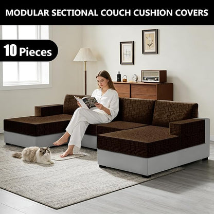 UNBBRRL 10 Pieces Stretch Sofa Cushion Covers - Image 6