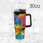 RainCaper 18/8 Stainless Steel Insulated Water Tumbler with Straw | 30oz, BPA-Free, Double Wall for Hot & Cold | Travel-Friendly, Cup Holder Ready (Laurel Burch Dog)