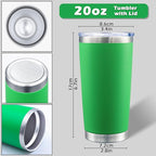 20oz Tumbler Bulk Stainless Steel Tumblers with Lid Vacuum Insulated Double Wall Travel Coffee Mug Powder Coated Tumbler Cup for Hot and Cold Drinks(Green, 1 pack)