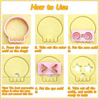 Mini Skull Cookie Cutter Set, Interchangeable DIY Halloween & Día de los Muertos Biscuit Stamps, 3D Raised Design Molds for Cookie Decorating, Cupcakes, Day of the Dead Pastries & Party Treats