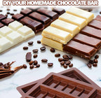 Mity Rain Chocolate Bar Mold Deep - Silicone Thick Mold for Stuffed Bars, Knafeh Pistachio Chocolate Break Apart Candy Molds With 200pcs Storage Bags (Square + Rectangle)