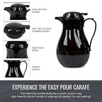 OCS Parts Easy Pour Thermal Coffee Carafe | 11-Inch Insulated Hot and Cold Beverage Pitcher Server for Coffee, Tea, Hot Chocolate and Water with Colored Tags for Easy Idenfication | 64-Ounce | Black