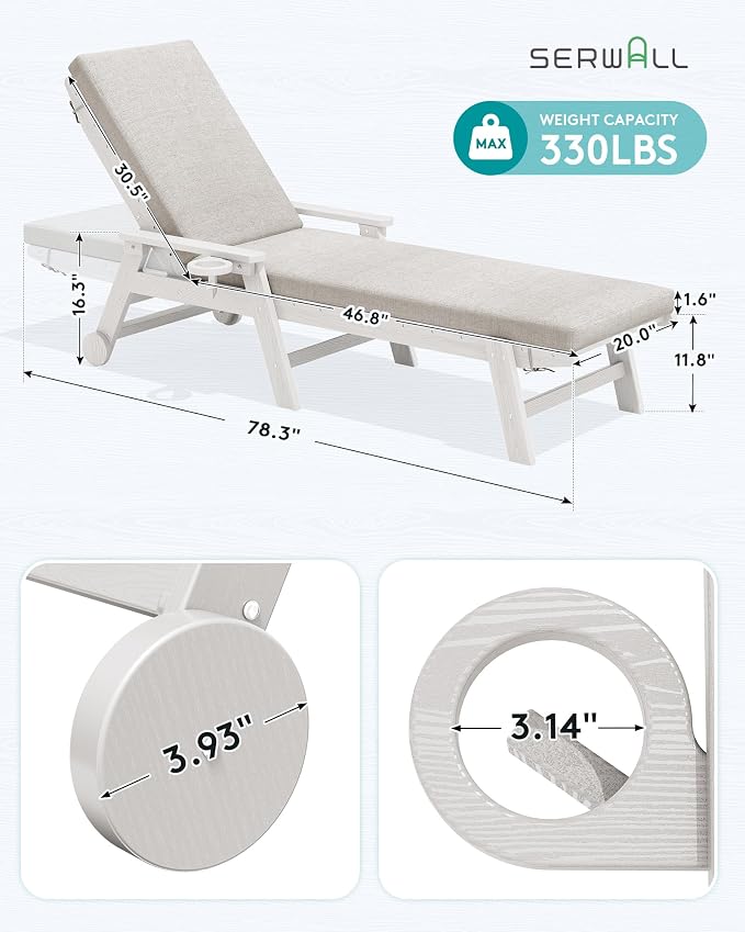 SERWALL Outdoor Chaise Lounge Set of 2 - Image 3