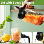 2-Pack 64oz Glass Mason Jar Pitchers with Leak-Proof Lids and Handles – Wide Mouth Design for Sun Tea, Cold Brew, Lemonade, Juice, Iced Tea, and Water