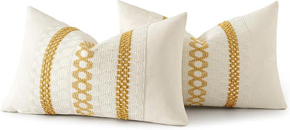 MIULEE Set of 2 Mustard Yellow Decorative Lumbar Pillow Covers 12x20 Inch | Fall - Image 8