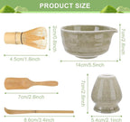 Matcha Whisk Set,5Pcs Japanese Matcha Tea Set - Matcha Bowl with Spout,Matcha Whisk Holder, Bamboo Whisk, 2Pcs Scoop, Matcha Kit Gift for Matcha Lovers Christmas,Matcha Starter Set(Mottled Green)