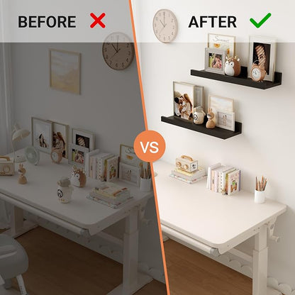 Floating Shelves for Wall, 16 inch Wood Floating Shelves Set of 2, Picture - Image 7