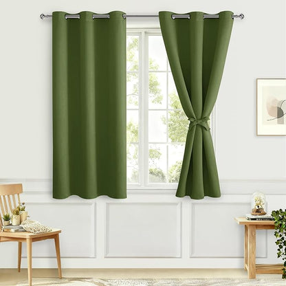 Blackout Curtains for Bedroom, Olive Green, 42 x 54 Inch, 2 Panel | Thermal - Image 8