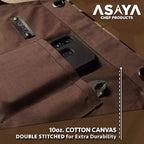 Asaya Chef and BBQ Apron with Bottle Opener and Hand Towel - 10oz Cotton Canvas, Stainless Steel Hardware - Cross Back Straps
