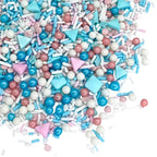 Manvscakes Sprinkles- Edible Cake and Cupcake Sprinkles with Assorted Shapes and Sizes, Metallic Sprinkle Mix for Cookies, Ice Cream, Cake and Cupcake Decorating, 4 oz (Pink, Black, and Blue)