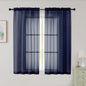 Sheer Navy Blue Curtains for Bedroom Living Room 54 Inch Length 2 Panels Set by WelvetBLK