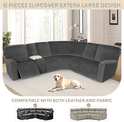Arfntevss Sectional Recliner Couch Covers Velvet Washable Corner Sectional Sofa - Image 3
