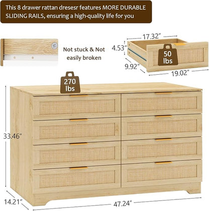HOPUBUY Living Room Table Sets of 1, Boho Drawer and Large Drawer Nightstand - Image 2