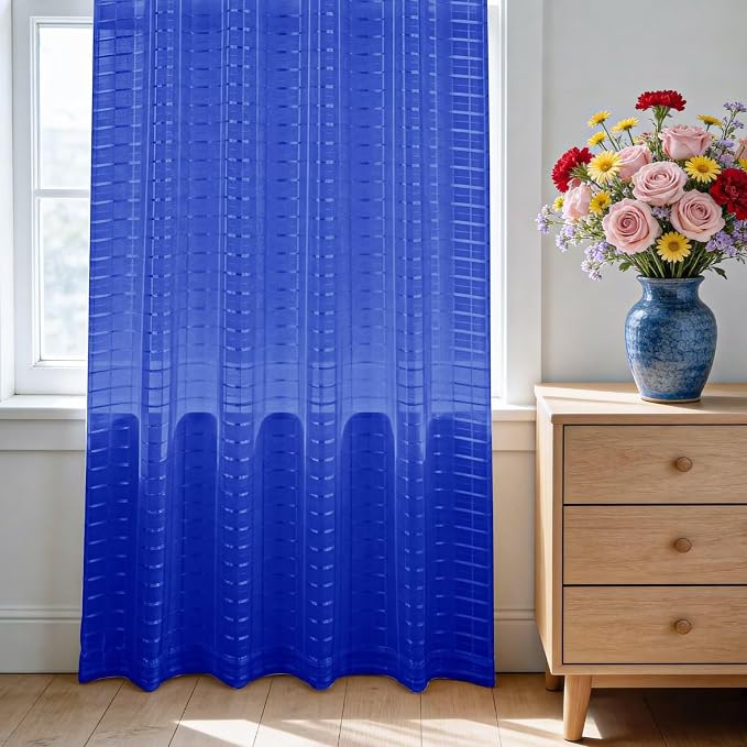 SpaceDresser Check Sheer Curtains 63 Inches Long - Image 3