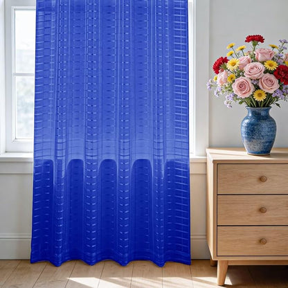SpaceDresser Check Sheer Curtains 63 Inches Long - Image 3