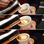 Milk Frothing Pitcher Cup, 32oz/900ML Milk Frother Cup Stainless Steel Steaming Pitcher Milk Jug Coffee Latte Art Cappuccino Espresso Machine Accessories Barista Steam Pitchers Attached Dessert Spoons