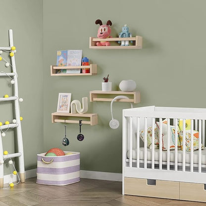 Nursery Room Shelves Set of 4, Wood Floating Book Shelves - Image 5