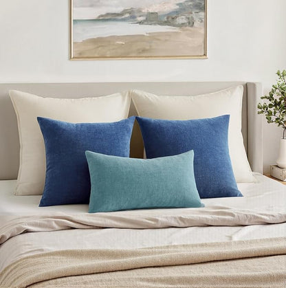 MIULEE Navy Blue Chenille Couch Throw Pillow Covers, 18x18 | Set of 2, Soft - Image 9