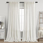 Beige White Linen Curtains for Living Room 95 Inches Long Back Tab and Rod by Nanspring