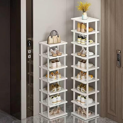 SAN HE Bamboo Shoe Rack 5Tier- Vertical White Shoe Rack - Image 7