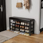 AQIMUELE Shoe Bench with Leather Cushion, 3 Tiers Shoe Storage Bench Height by AQIMUELE