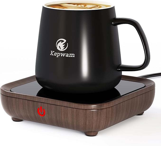 Coffee Mug Warmer & Kepwam Mug Set, Excellent Heating & Highest Temp Setting & Light Indicator, Coffee Warmer for Desk 6H Auto Shut Off, Cup Warmer Plate for Beverage, Gifts for Dads, Fathers