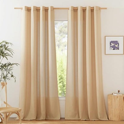 NICETOWN Rustic Linen 132 inch Long Curtains by NICETOWN