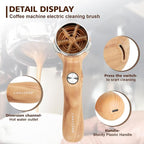 Espresso Coffee Machine Cleaning Brush Wood grain color espresso machine electric cleaning brush 360° Totally enclosed cleaning espresso brush Compatible with 54mm Breville Machines