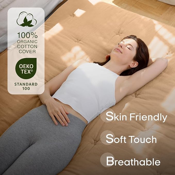 ZonLi Japanese Floor Futon Mattress Full Size 75"x 54", 100% Cotton Cover 2.5'' - Image 2