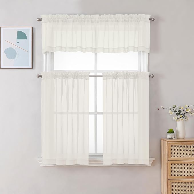 Chyhomenyc Sheer Window Valance Curtains, Light Filtering Valances Windows - Image 9