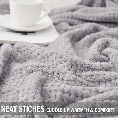 Exclusivo Mezcla Soft Waffle Fleece Bed Blanket Twin XL Size, Light Gray | - Image 5