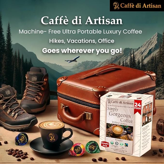 Sampler Pack Cold Brew Concentrate Instant 24 Coffee Pods 100% Pure Rich Arabica Medium to Medium Dark Roast Coffee Beans Syrup | Instant Coffee Concentrate Liquid Capsule From Caffè Di Artisan