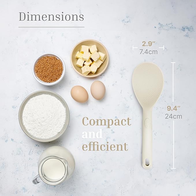 Silicone Rice Paddle Set – 2-Piece Set of Spoon Spatulas for Non-Stick Cookware – Kitchen Tools and Accessories with Comfortable Handles, Heat-Resistant Utensils for Cooking and Baking – Cream