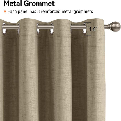 100% Blackout Linen Textured Curtains 63 Inch Long, Plaza Taupe | 100% Blackout - Image 6