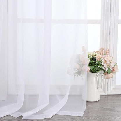 Chyhomenyc Extra Long White Sheer Curtains 144 inch 2 Panels Set, Translucent - Image 5